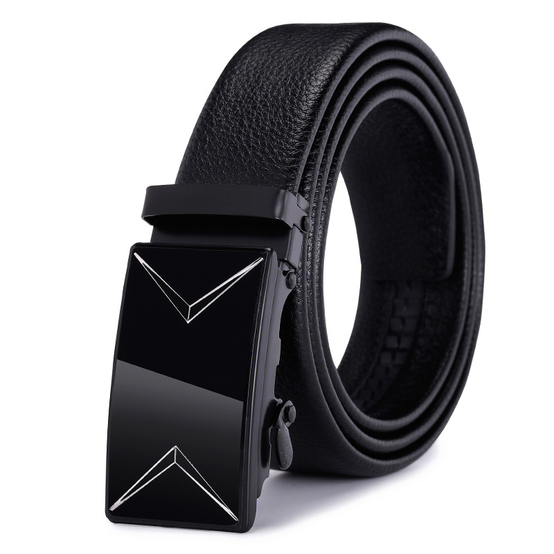 Belt Men's Wholesale Cowhide Belt Men's Genuine Leather Fashion Automatic Buckle Casual Waist Seal Business All-Match Pants Belt