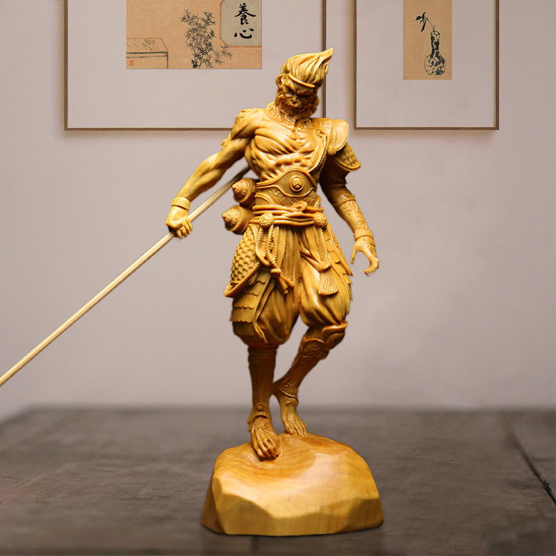 黄杨木木雕工艺品孙悟空齐天大圣实木中式雕刻斗战胜佛摆件