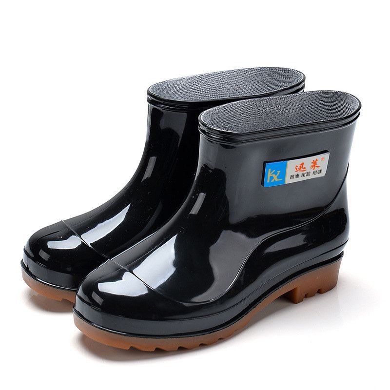 New Low-Cut Rain Boots Men's Fleece-Lined Thermal Rain Boots Acid and Alkali Resistant Anti-Slip Rain Boots Labor Protection Rubber Shoes Factory Direct Sales