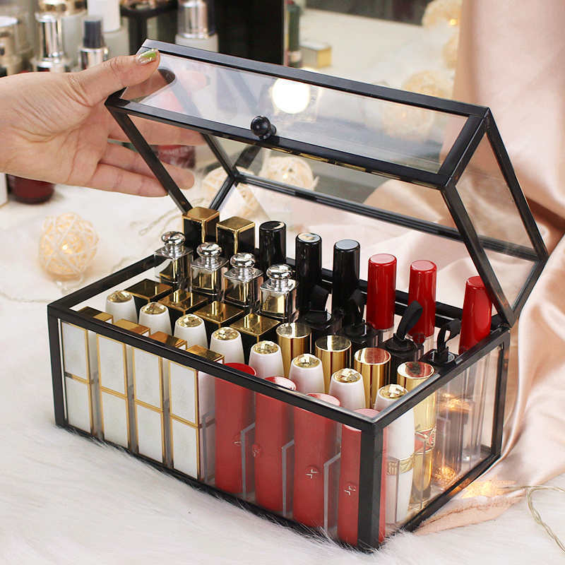 Lipstick Storage Grid Ins Internet Celebrity Lipstick Storage Box Multi Grid Dustproof Lip Lacquer Box Lipstick Shelf Large Capacity