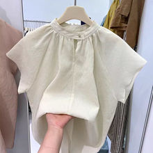 韩系小飞袖衬衫女夏2024新款高端设计感显瘦遮肉洋气短袖小衫上衣
