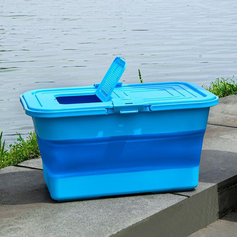 20升可折叠鱼桶钓鱼桶塑料桶装鱼桶折叠水桶钓鱼箱鱼护桶渔具户外