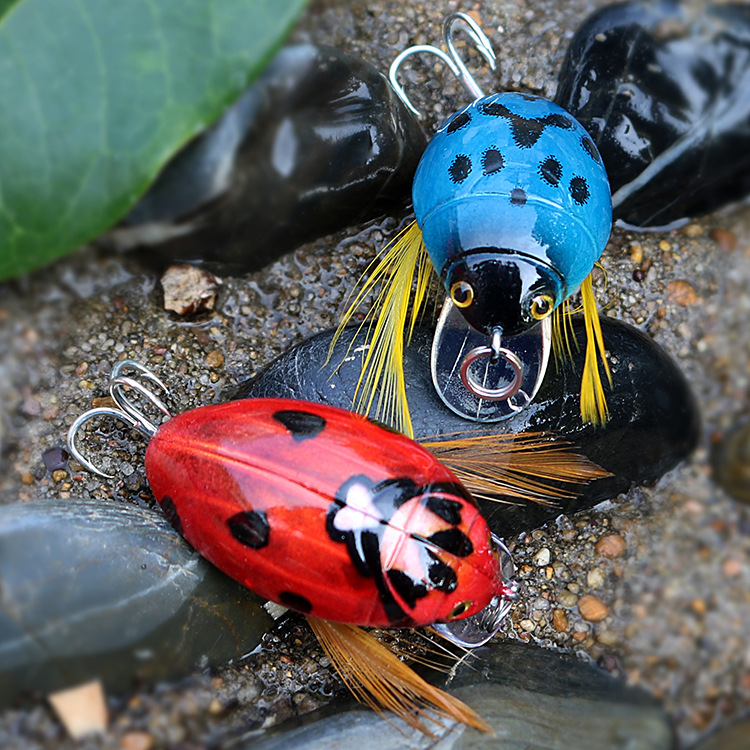 Fishing Gear 4G Floating Small Mino Lure Rock Small Fat Beetle Blood Slot Hook Plastic Fake Fish Bait Suit Bait