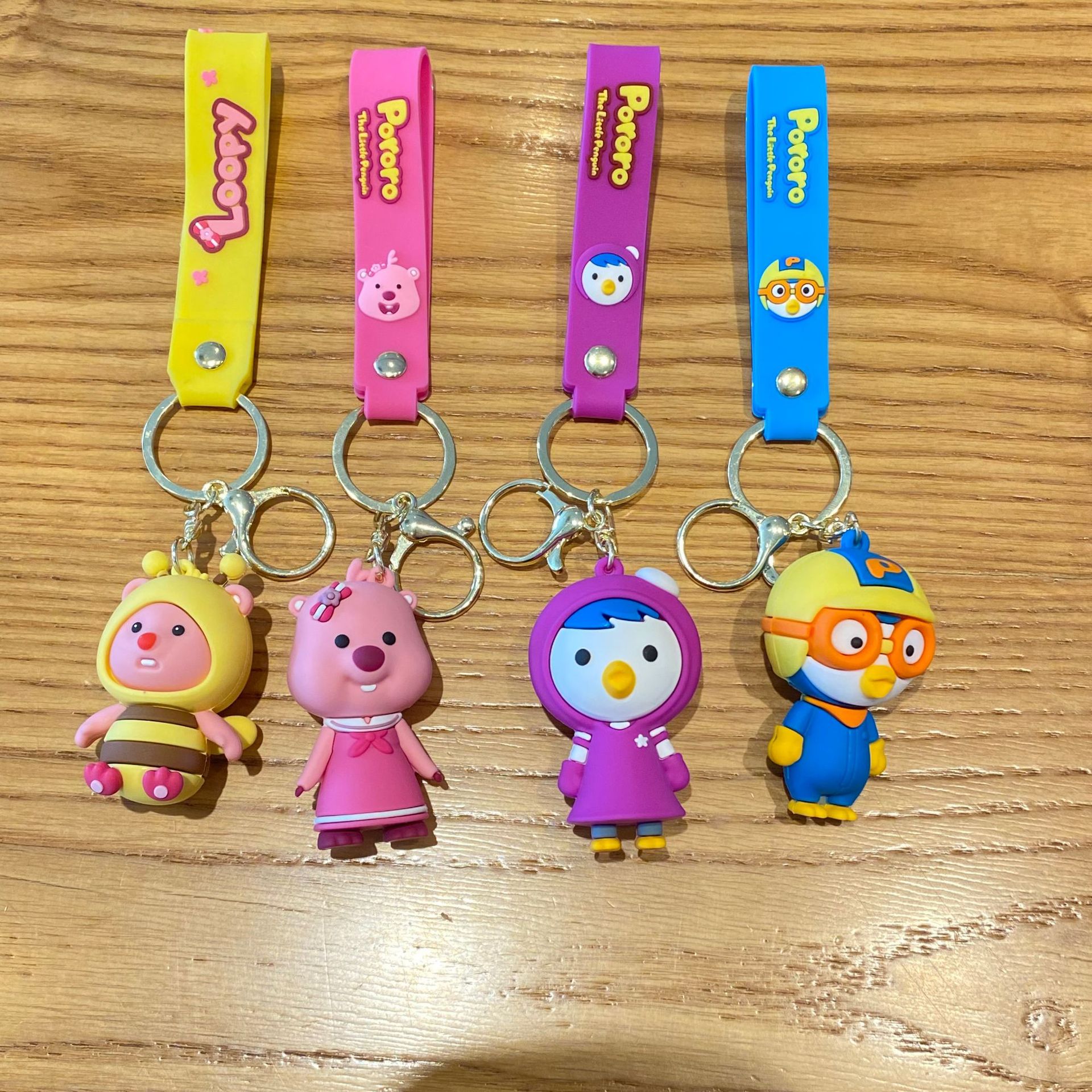 New Creative Cartoon Pororo Doll Car Key Ring Schoolbag Pendant Ruby Little Beaver Couple Key Chain
