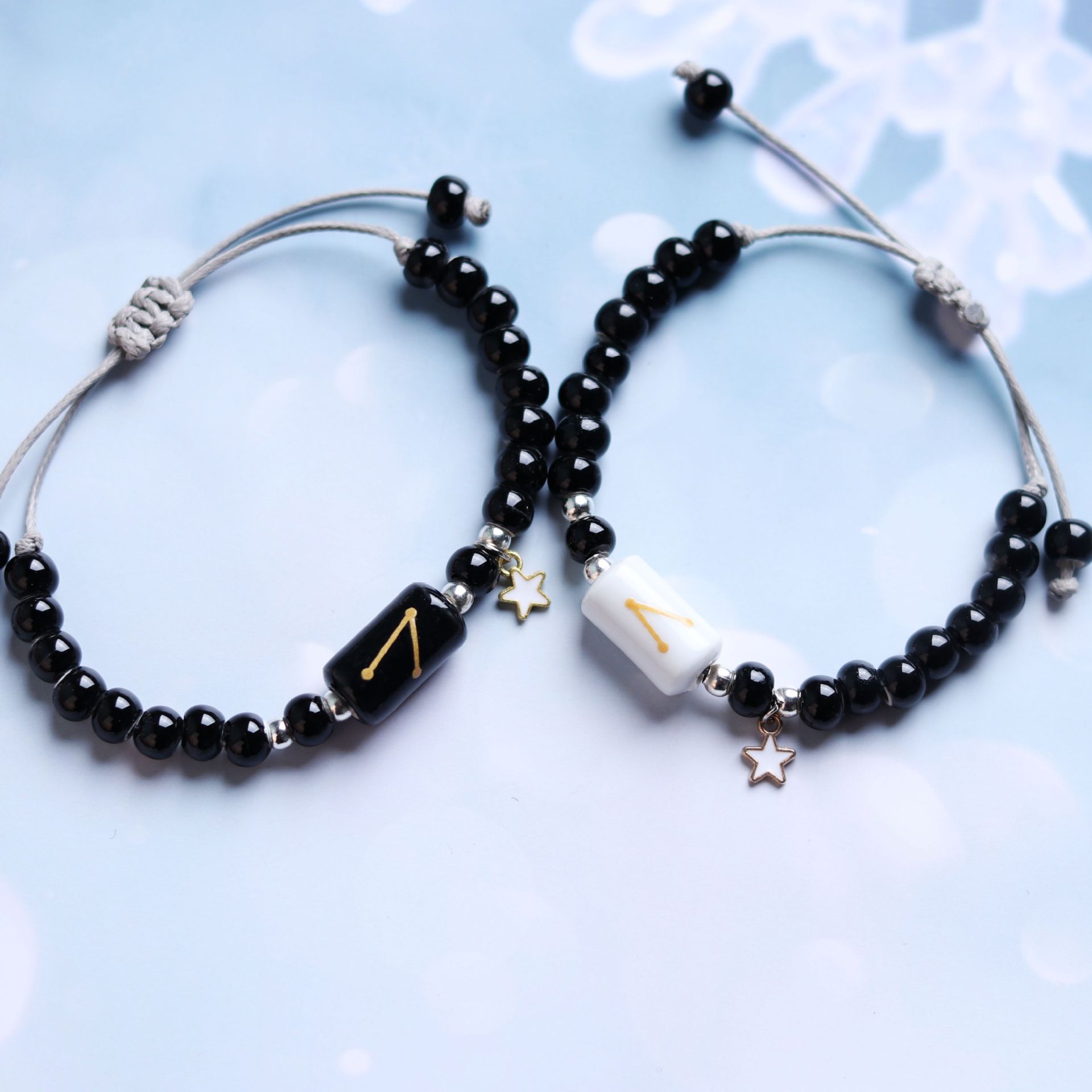 学生森系星座手链女 简约网红陶瓷编织大气时尚挂星手链地摊商品