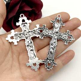 欧美热销复古DIY饰品配件锌合金花藤十字架吊坠挂件饰品配件