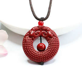 眷钰 正品朱砂吊坠紫金砂古龙平安扣项链工厂批发代发zs2070411