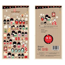 跨境韩国suatelier可爱1010和服娃娃樱花素材文具装饰手账帐贴纸