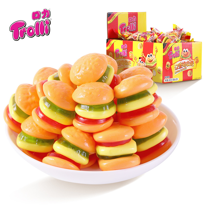 trolli德国口力汉堡乐园橡皮糖q软糖抖音网红零食包装详见包装装1