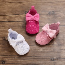 春秋款0-1岁学步鞋蕾丝女宝宝鞋软底婴儿鞋 一件代发