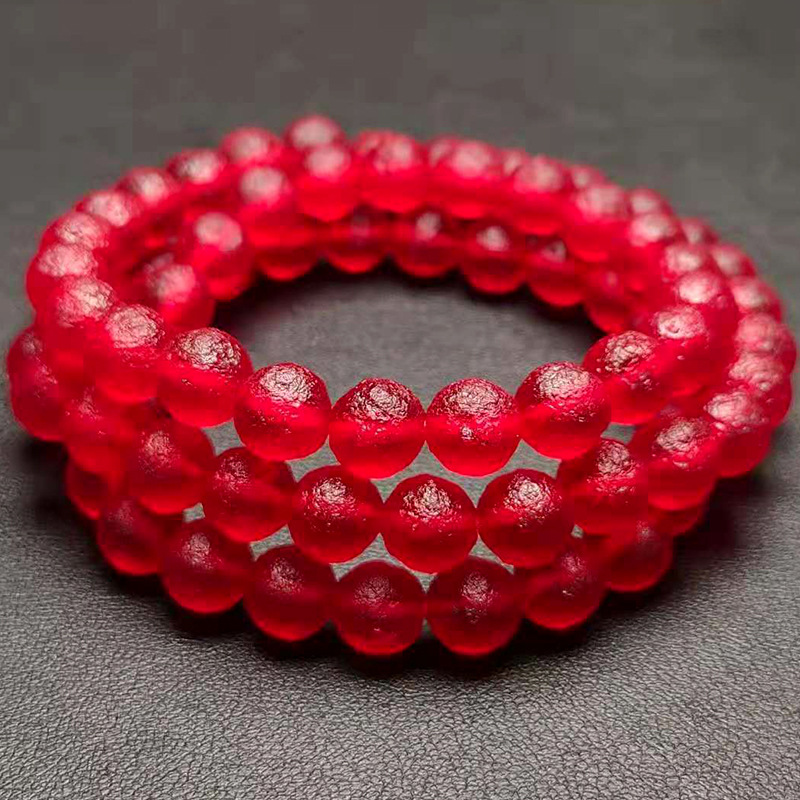 库尔勒血陨石三圈手链天然原矿石红色玻璃陨宇宙能量陨石多圈女士