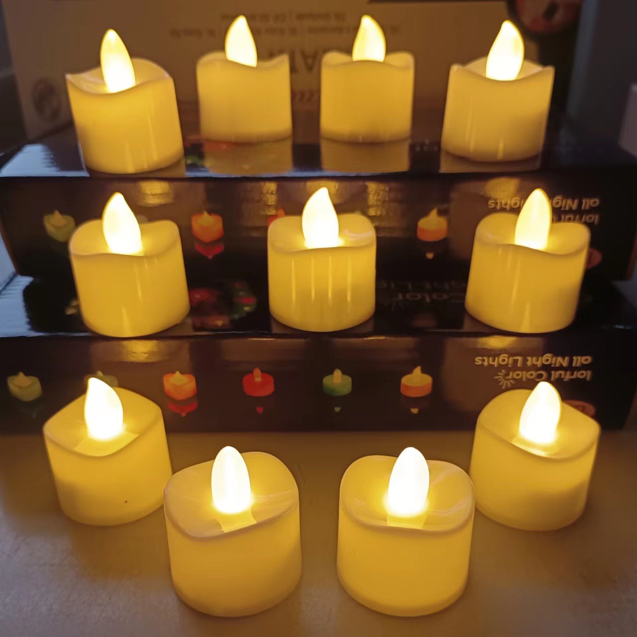 Small Wave Mouth Electric Candle Lamp Led Tealight Wave Mouth Tealight Smokeless Tea Wax Electronic Candle Wholesale