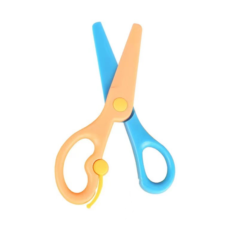 Children's Plastic Scissors Safety Student Scissors Kindergarten Handmade Safety Scissors Anti-Clip Elastic Scissors Diy Toys