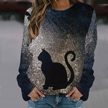 2022欧美外贸圣诞节卫衣女可爱猫猫3D印花欧美外贸服装一件直发