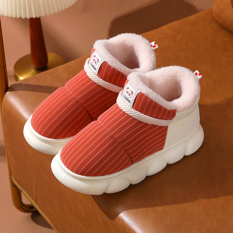 2023 New Style Women's Winter Cotton Slippers Fleece Lined Padded Warm Keeping Couples Cotton Shoes High Non-Slip Outer and Inner Wear Men