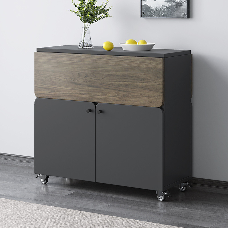 折叠餐边柜现代简约餐桌多功能家用小户型可移动置物柜厨房储物柜