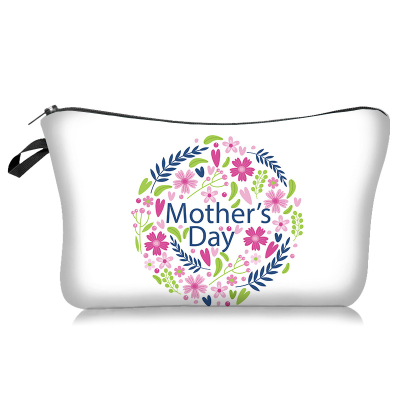 Cross-Border New Arrival Mother's Day Series Cosmetic Bag Handheld Storage Wash Bag Lazy Portable Travel Bag
