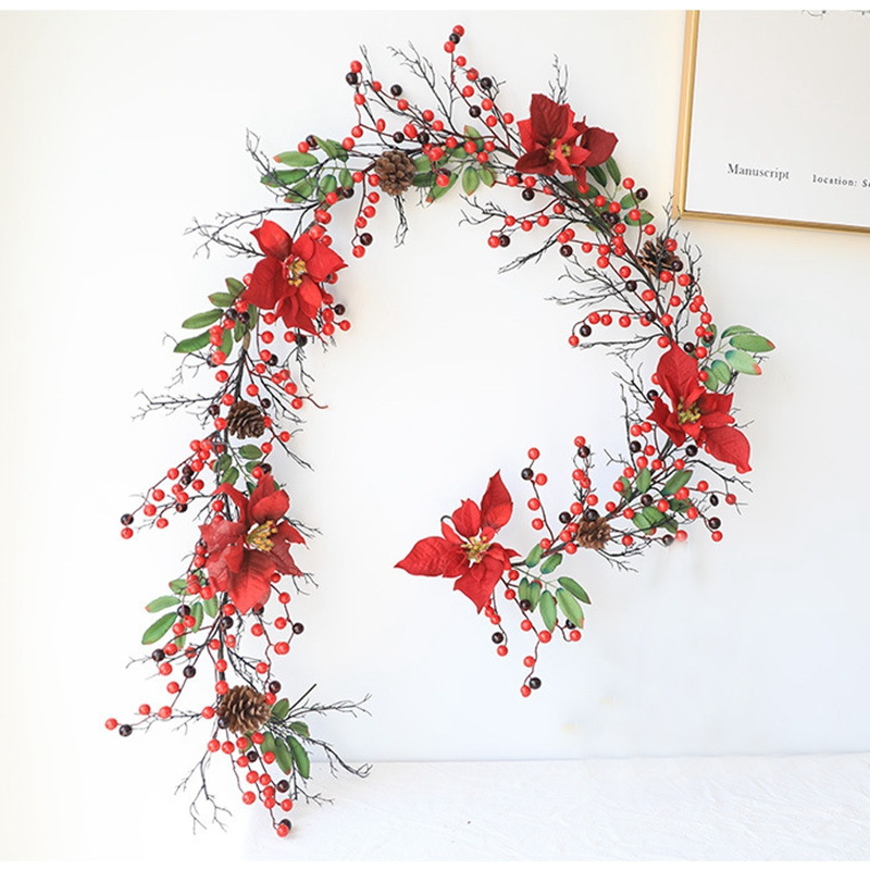 DSEN Manufacturers Supply Hotel Mall Scene Decoration Christmas Pendent Ornaments Chinese Hawthorn Christmas Flower Rattan DIY