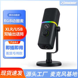 臻鸿私模跨境麦克风动圈娱乐直播录音棚专业RGB游戏麦电竞USB话筒