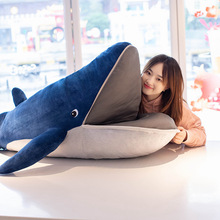 跨境批发鲸鱼抱枕创意拉链嘴巴蓝鲸女孩睡觉抱枕公仔毛绒玩具礼物