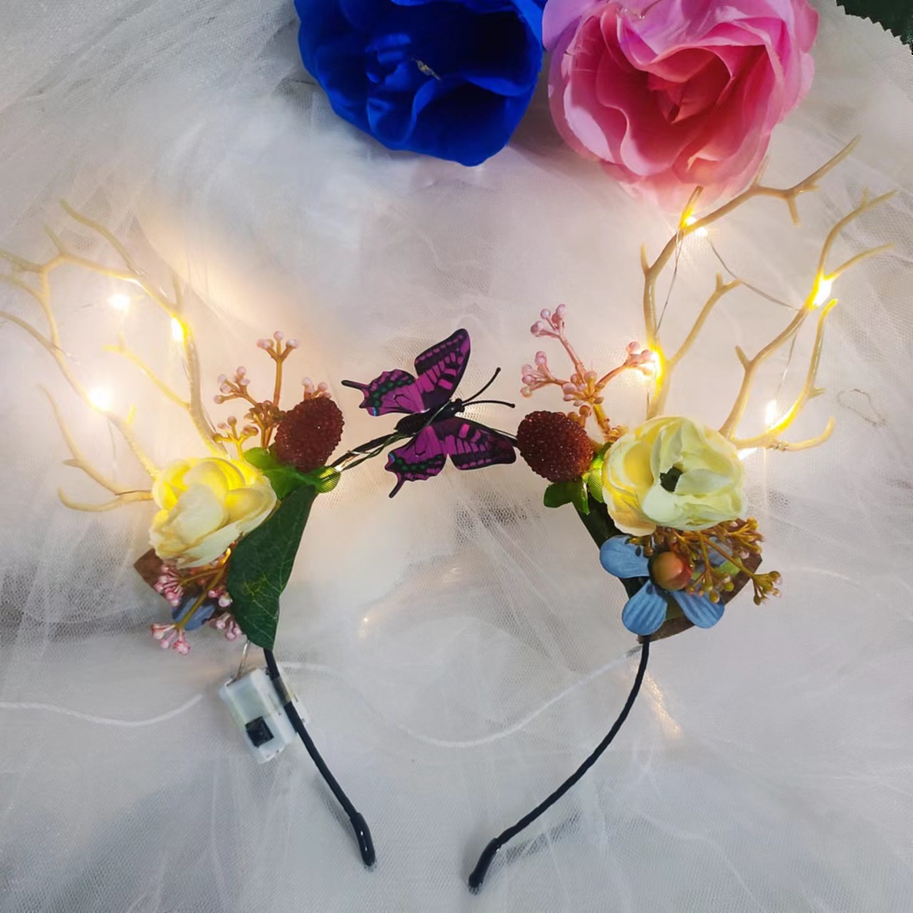 New Christmas Antler Hairband Internet Celebrity Elk Winter Glowing Headdress Christmas Ornament Hairpin Hair Ornaments Hot Sale