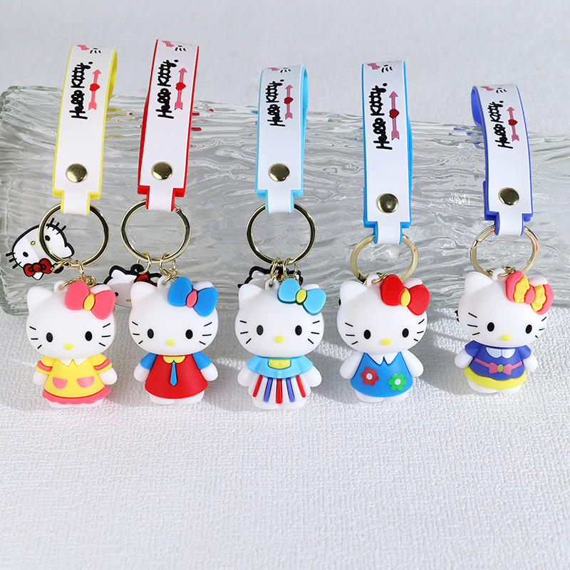 New Cartoon Hello Kitty Silicone Doll Keychain Pendant Couple Bags Car Hellokitty Pendant Gift