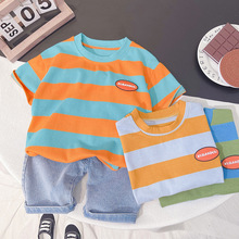 跨境童装夏季新款男女童婴幼儿宝宝儿童休闲舒适短袖套装两件套潮