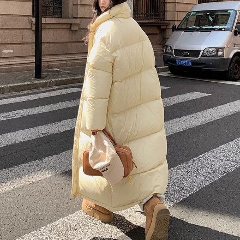 韩剧女主羽绒服女2023年冬天季外套加绒加厚宽松过膝中长款白鸭绒