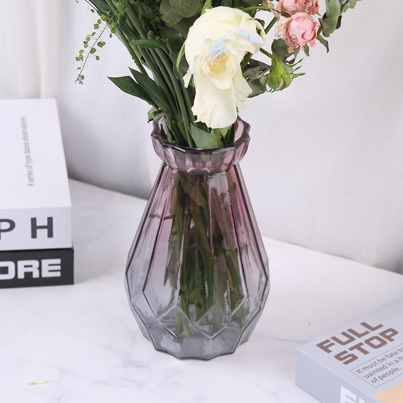 两元店渐变玻璃花瓶 异形玻璃工艺品插花瓶 摆件 2元日用百货批发