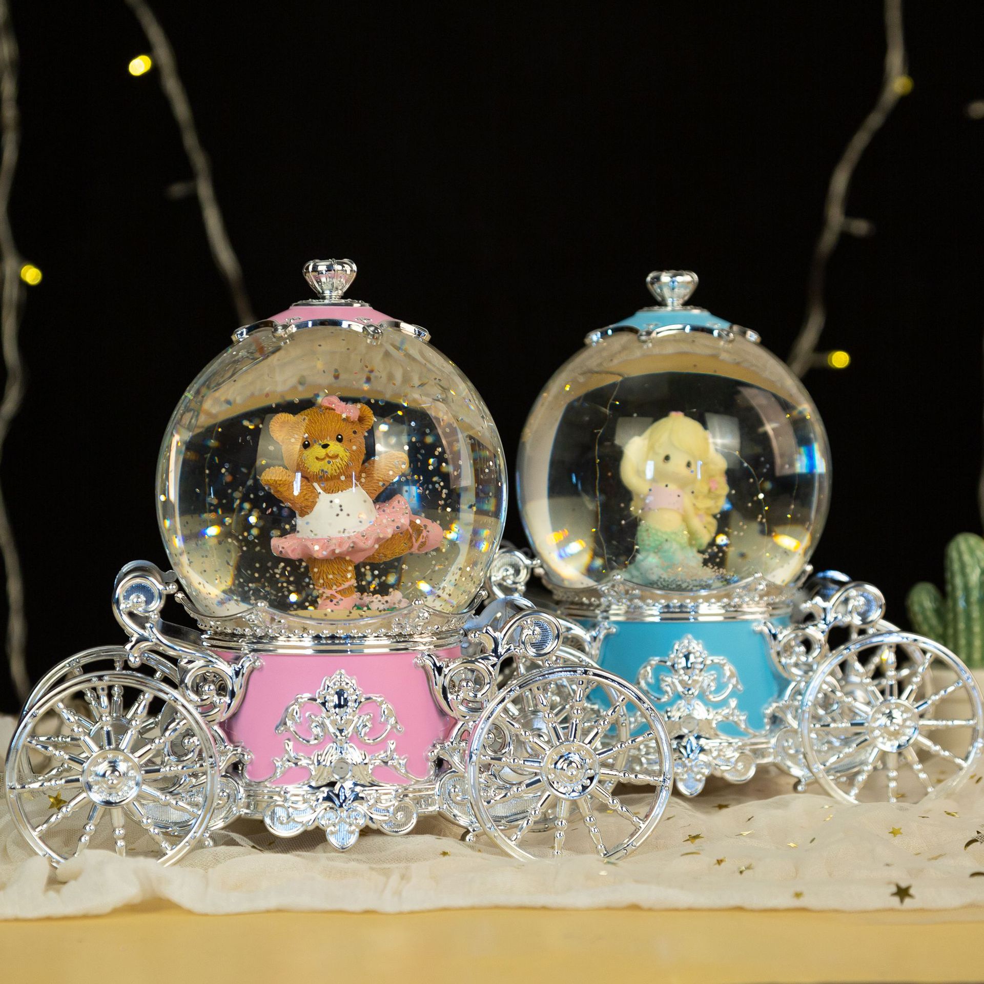 精致豪华南瓜车音乐盒水晶球 浪漫马车八音盒情人节女生生日礼物