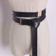 设计款凹造型个性超长2米牛皮腰带金属扣装饰西装衬衫加长款皮带