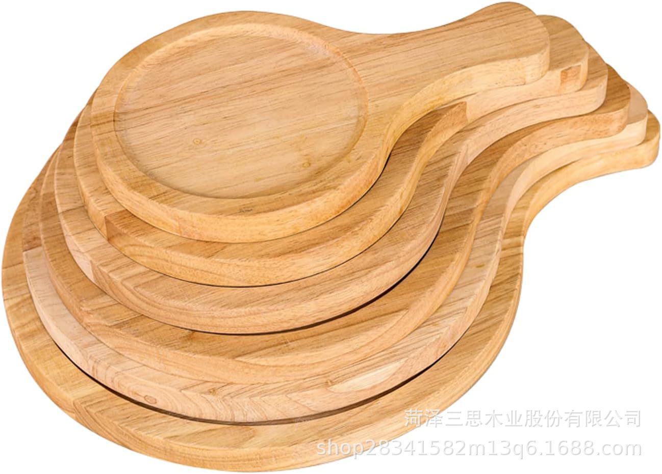 Wooden Pizza Plate Wooden Pizza Shovel Chopping Board round Tray for Bread Cheese Fruit Plate Solid Wood Bread Plate