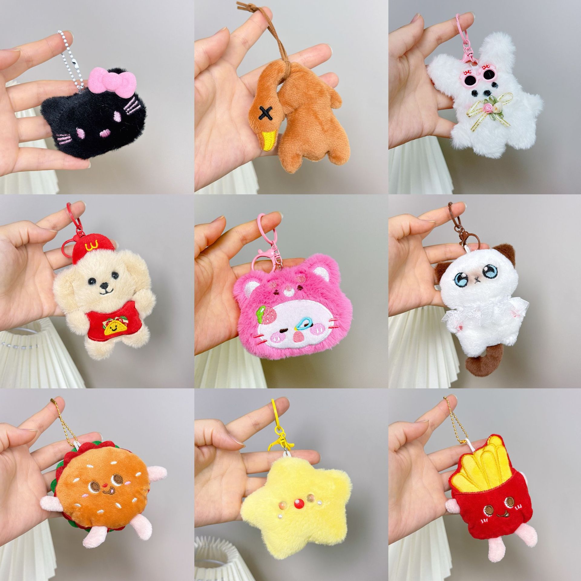 小礼品挂件毛绒公仔做活动地推地摊玩偶包包挂饰钥匙扣吱吱叫批货