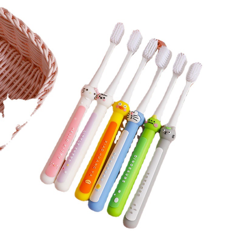 7 + Children's Toothbrush Soft-Bristle Toothbrush Cartoon Non-Slip Silicone Handle Toothbrush Travel Portable Toothbrush Manufacturer Promotion