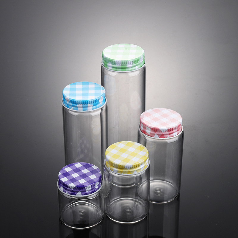 Factory Wholesale High Borosilicate Control Glass Screw Check Aluminum Cap Bottle Transparent Glass Sub-Bottle Candy Box