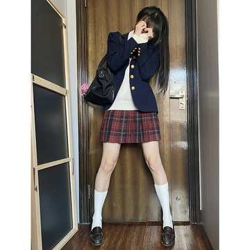 东京岁时记原创正版jk制服红色短裙日系校供凤凰木百褶裙格裙子女