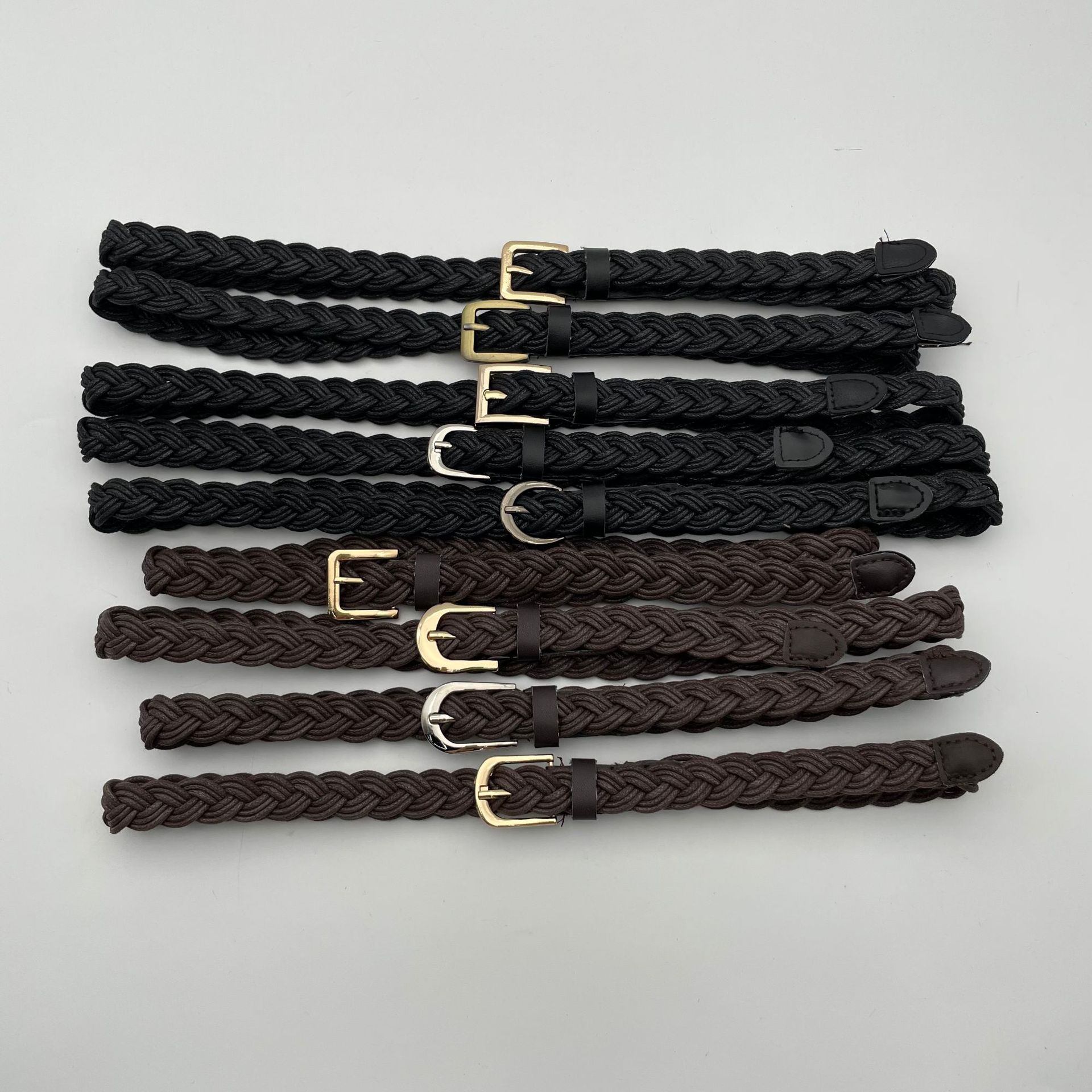 通用儿童女士编织免打孔针扣复古休闲细腰带腰绳装饰裙裤小皮带批