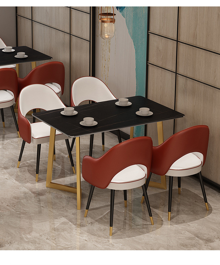 北欧轻奢岩板餐桌椅组合 现代家用方形餐桌餐椅酒店餐厅餐桌桌子