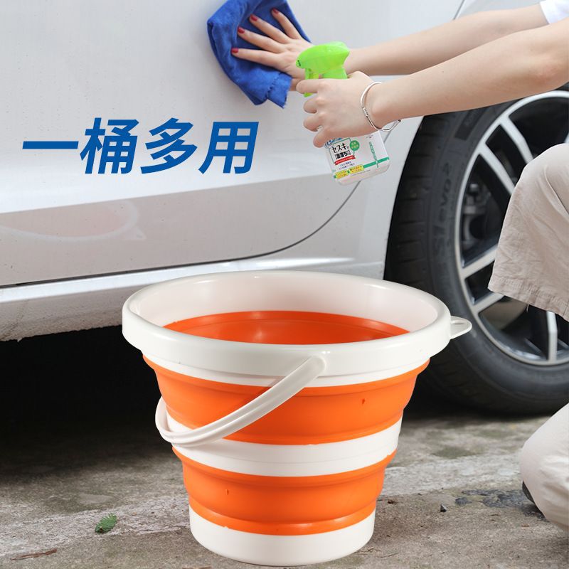 portable collapsible bucket silicone plastic car bucket children‘s outdoor fishing travel household multi-purpose bucket