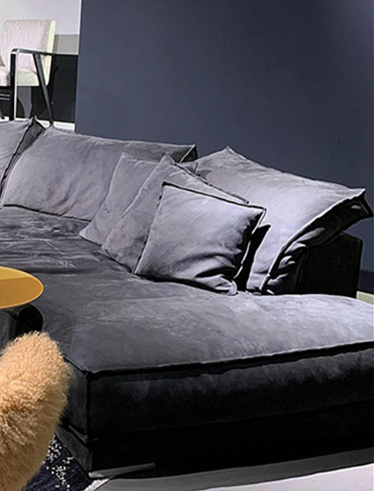 意式极简布艺沙发客厅磨砂绒 北欧简约现代ins风磨砂皮科技布沙发