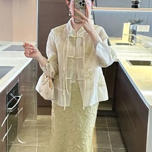 2024春季女式新中式国风装盘扣高级感时尚长袖衬衫设计感刺绣气质
