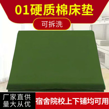 批发01棉垫绿色热熔防潮垫单人学生床垫子厂家帆布硬质棉宿舍床垫