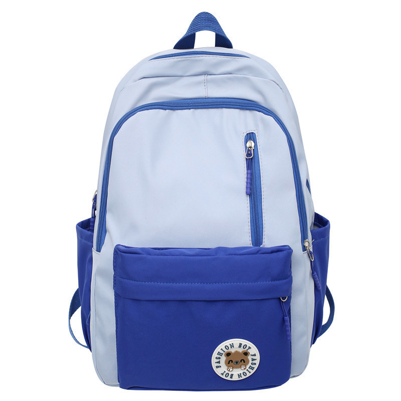 Factory Wholesale High School Student Schoolbag 2023 New Ins Style Korean Leisure Bag Contrast Color Backpack