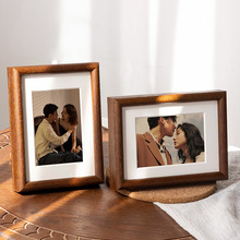 黑胡桃质实木相框摆台洗照片做成六6寸7情侣婚纱照定制高级感摆件