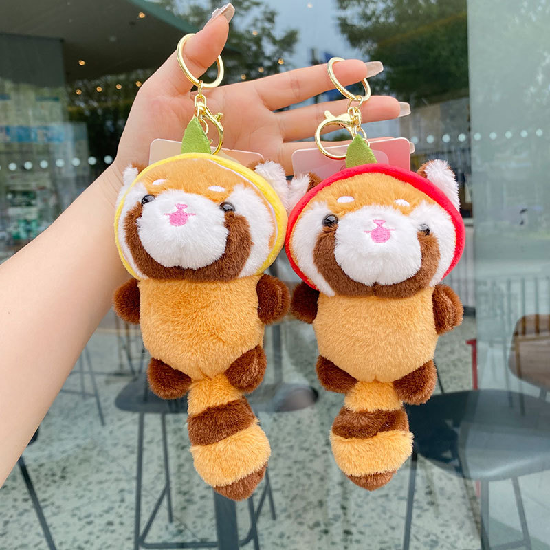 卡通果狸毛绒玩具钥匙扣挂件网红浣熊包包挂饰抓机娃娃玩偶小礼物