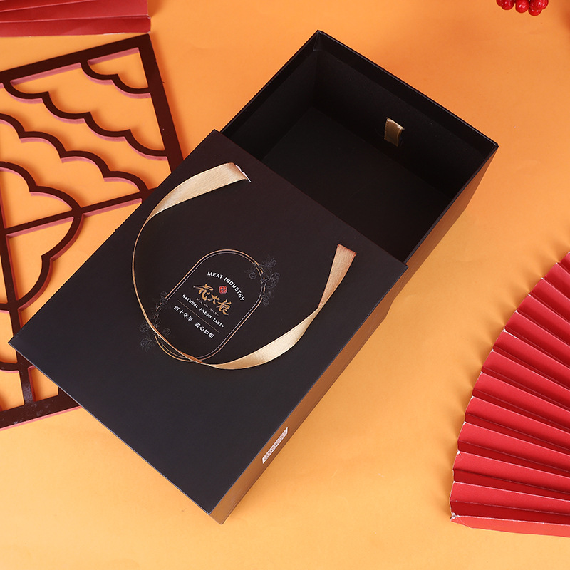 抽拉式礼盒手提式抽屉式酒水礼品盒空盒定彩色印刷制丝带抽拉盒子