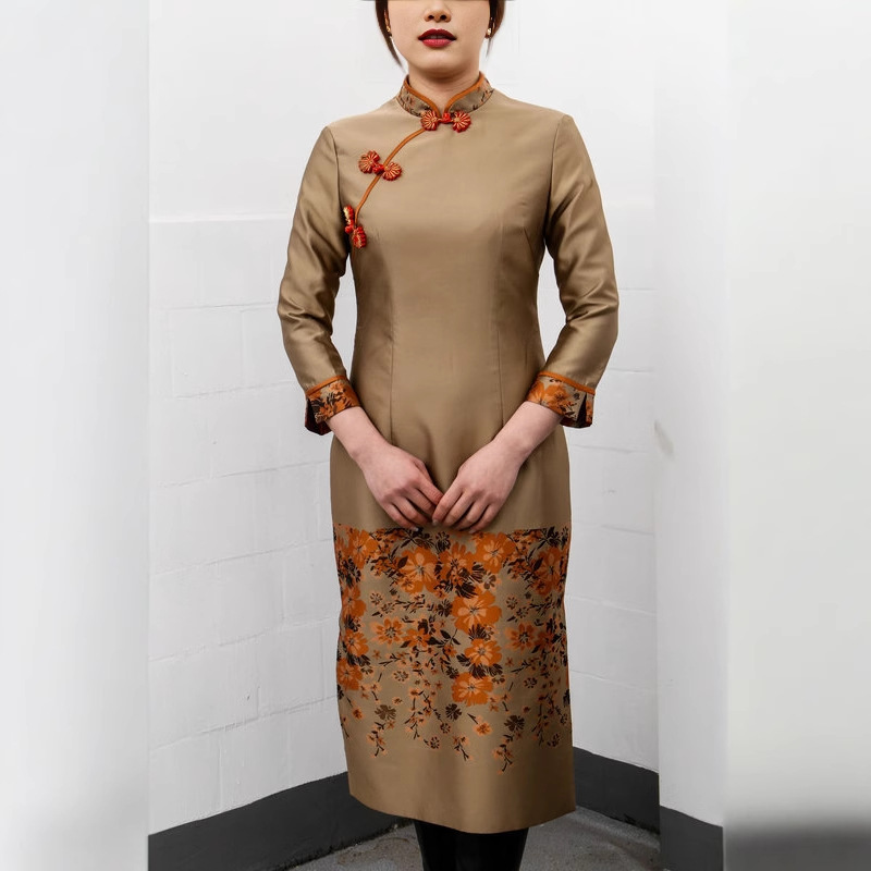 酒店迎宾旗袍宾客夏装礼服餐厅礼仪连衣裙前台接待服装唐装工作服