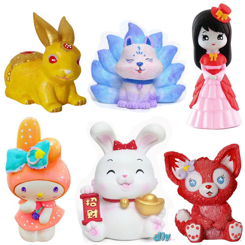 儿童涂色娃娃存钱罐非石膏搪胶公仔不怕摔夜市 周末摆摊室外绘画