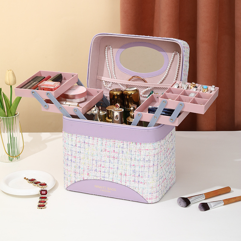 Cosmetic Case Factory Direct Sales Large Capacity Portable Cosmetic Bag Large Capacity Jewelry Storage Box Makeup Artist Makeup Bags