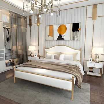 北欧轻奢ins双人床现代简约铁艺床1.